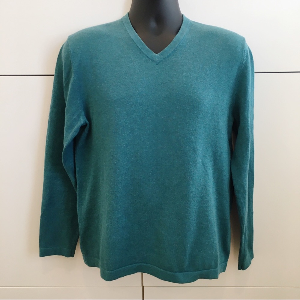 Mens Banana Republic Factory Teal Cotton V-neck Sweater Size M